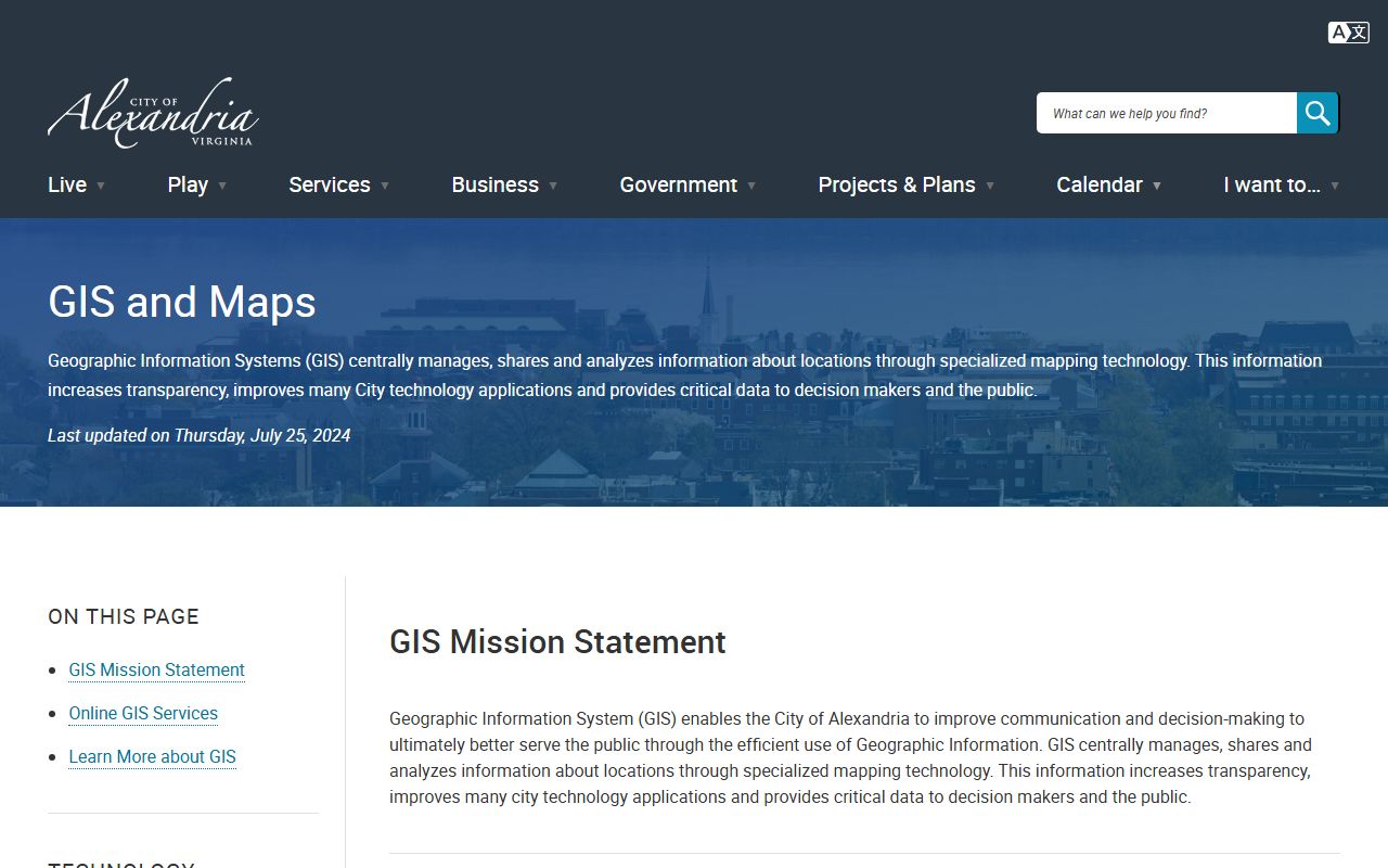 Alexandria White Pages GIS map portal