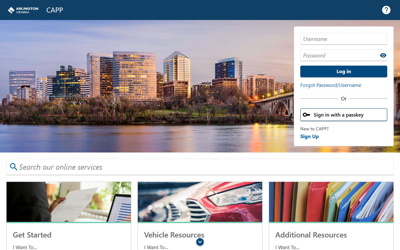 Arlington County White Pages CAPP portal