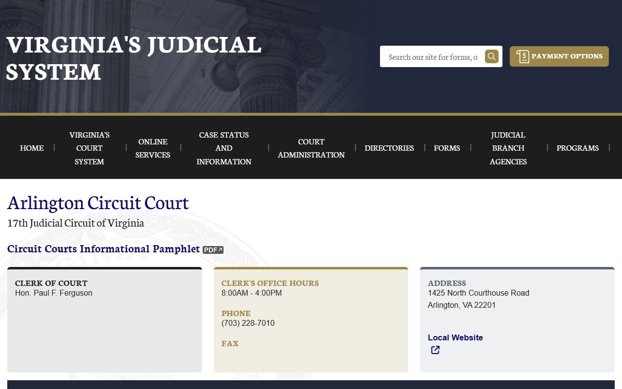 Arlington County White Pages circuit court page