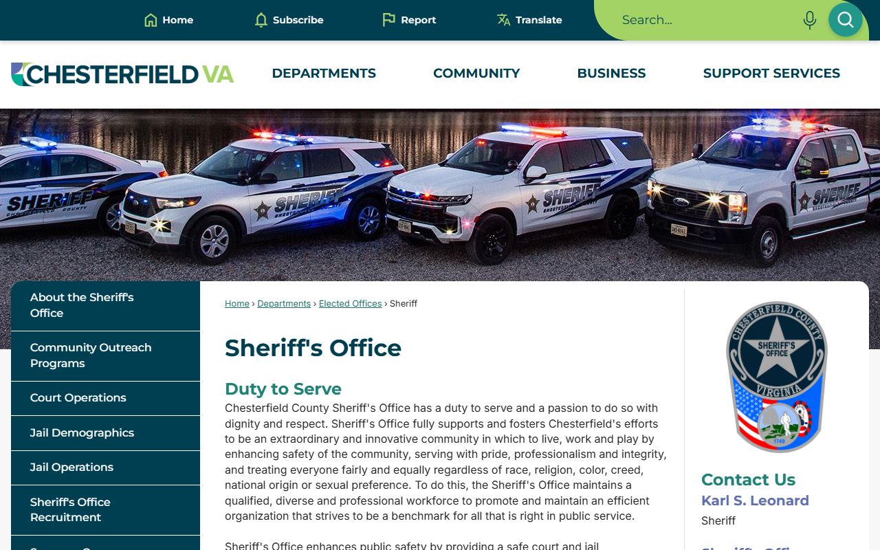 Chesterfield County White Pages sheriff page