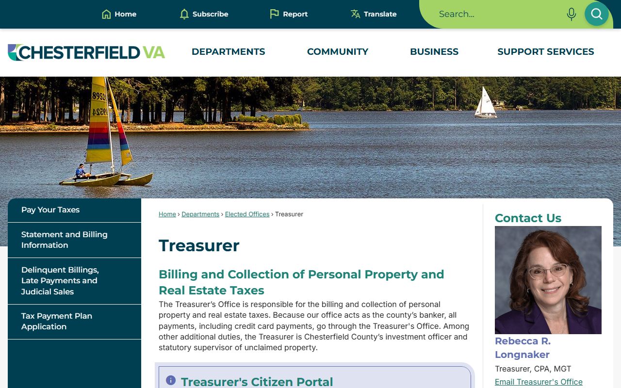 Chesterfield County White Pages treasurer page