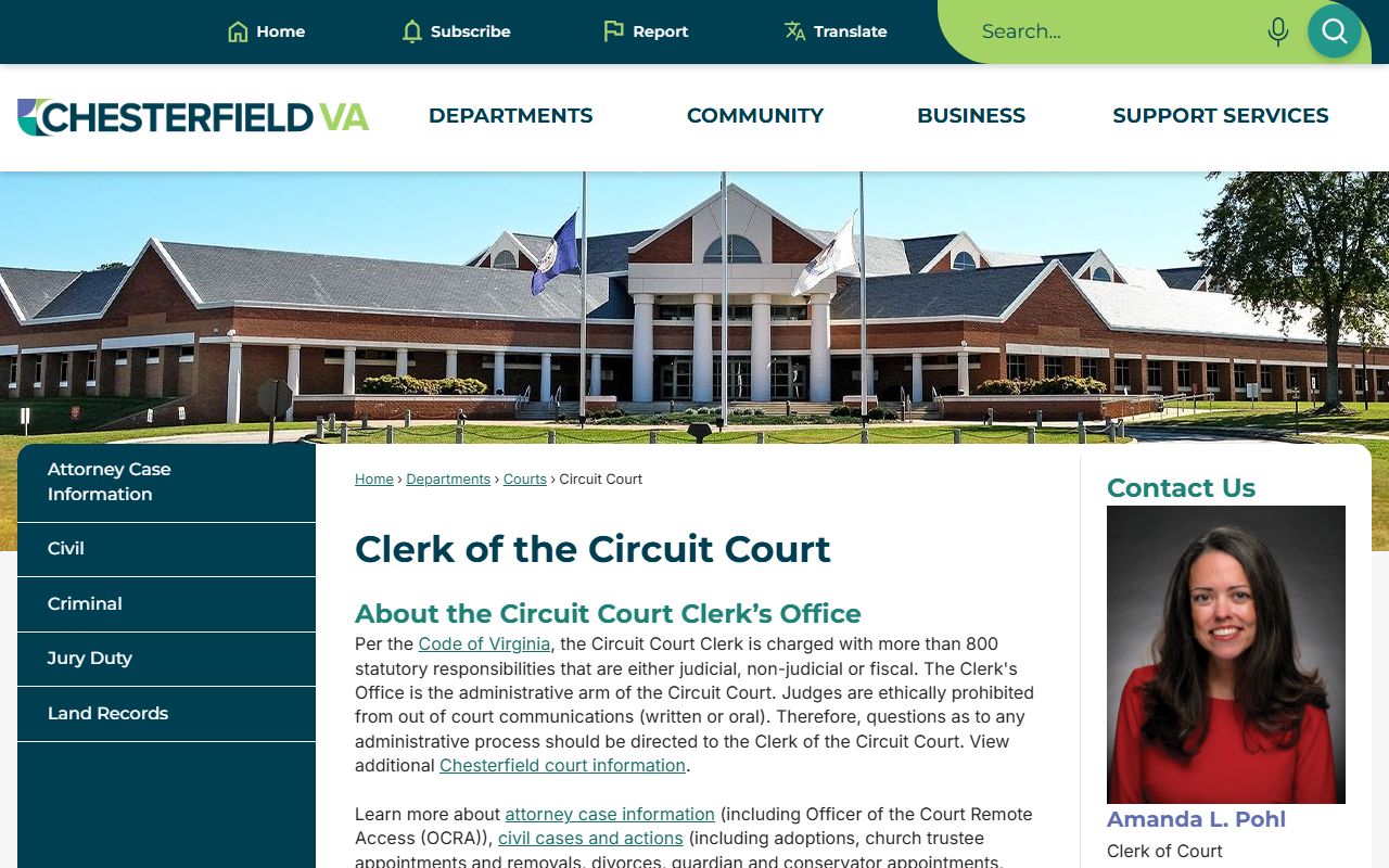 Chesterfield County White Pages circuit court page