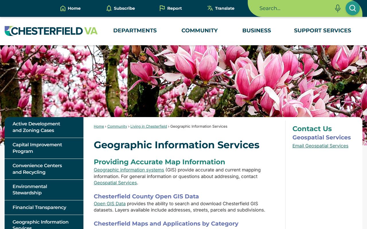 Chesterfield County White Pages GIS page