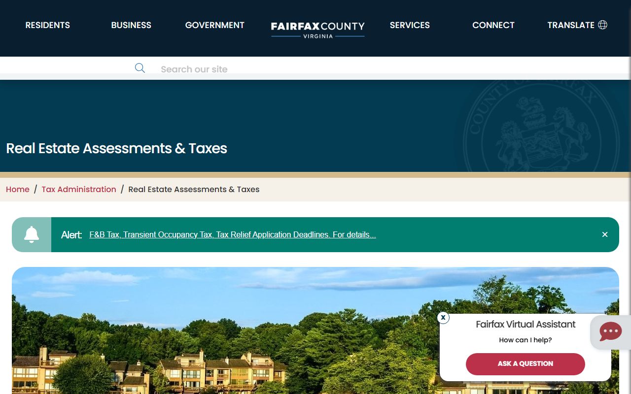 Fairfax County White Pages real estate tax page