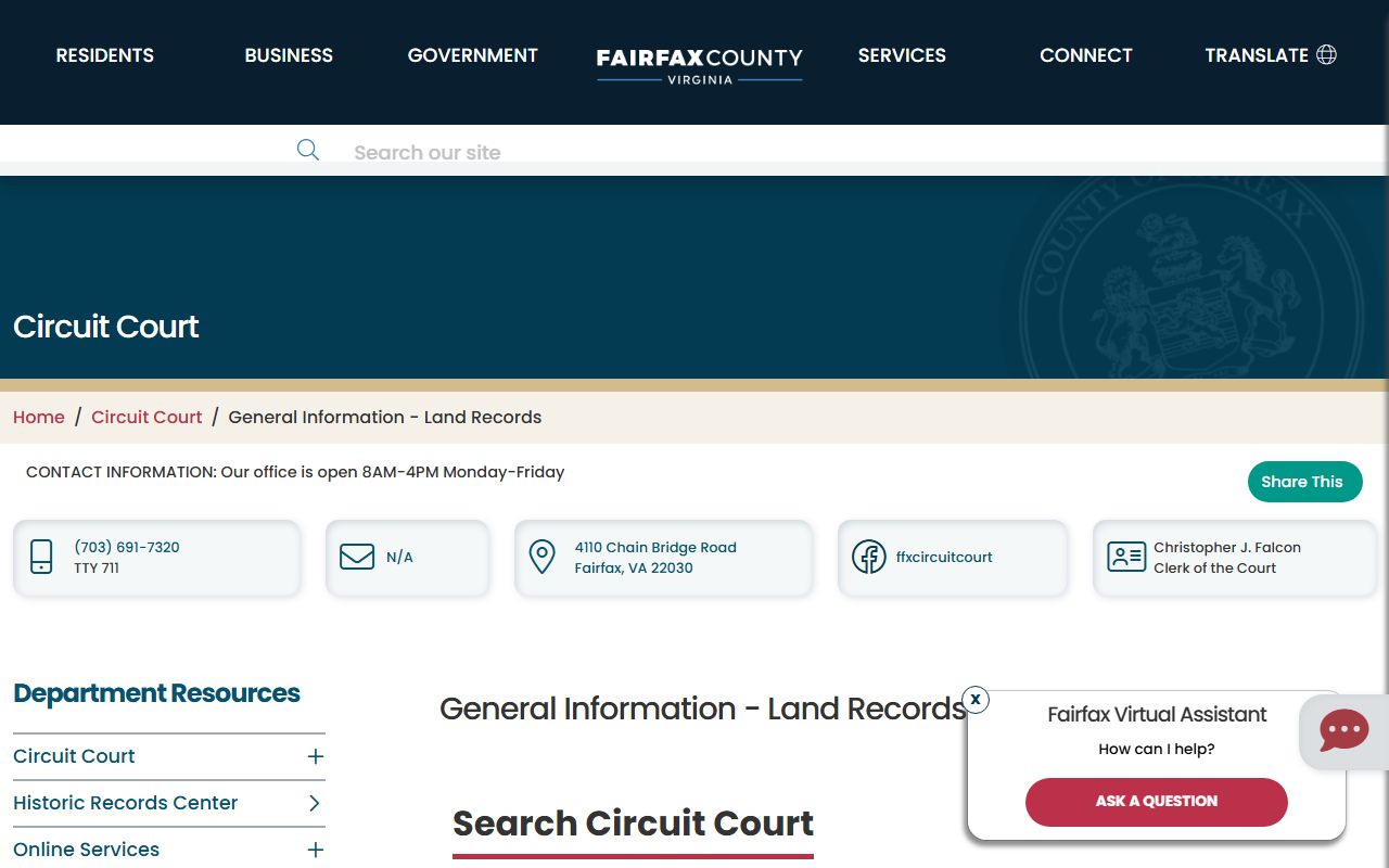 Fairfax County White Pages land records division