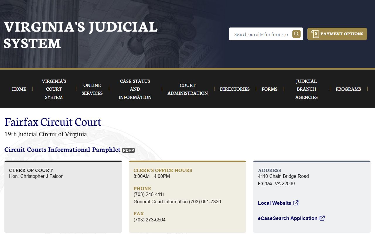 Fairfax County White Pages circuit court info