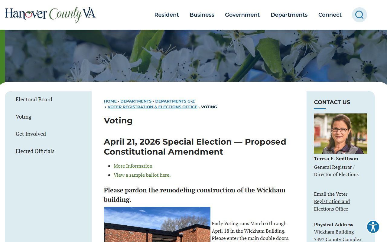 Hanover County White Pages voting page