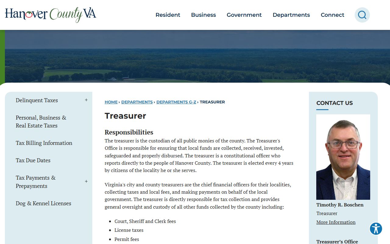 Hanover County White Pages treasurer page