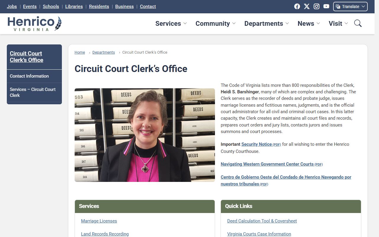 Henrico County White Pages clerk office page
