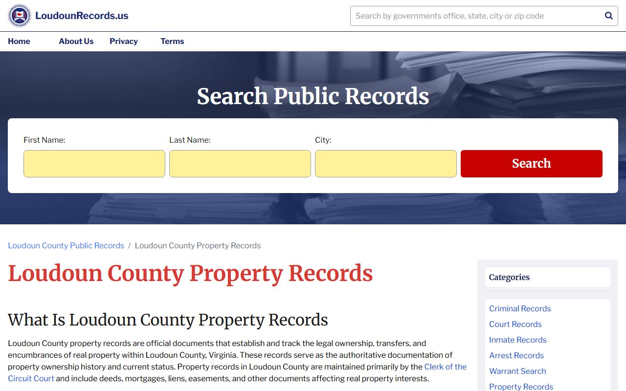 Loudoun County White Pages property search tools