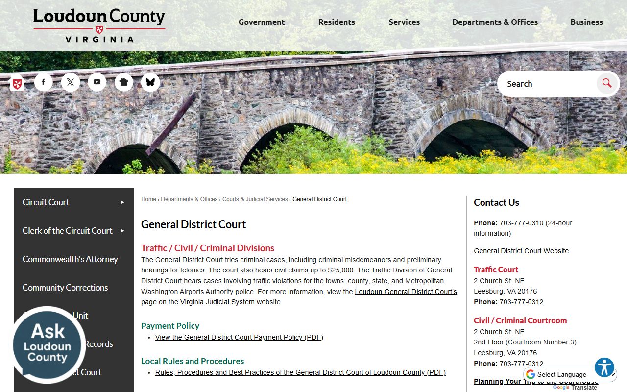 Loudoun County White Pages general district court