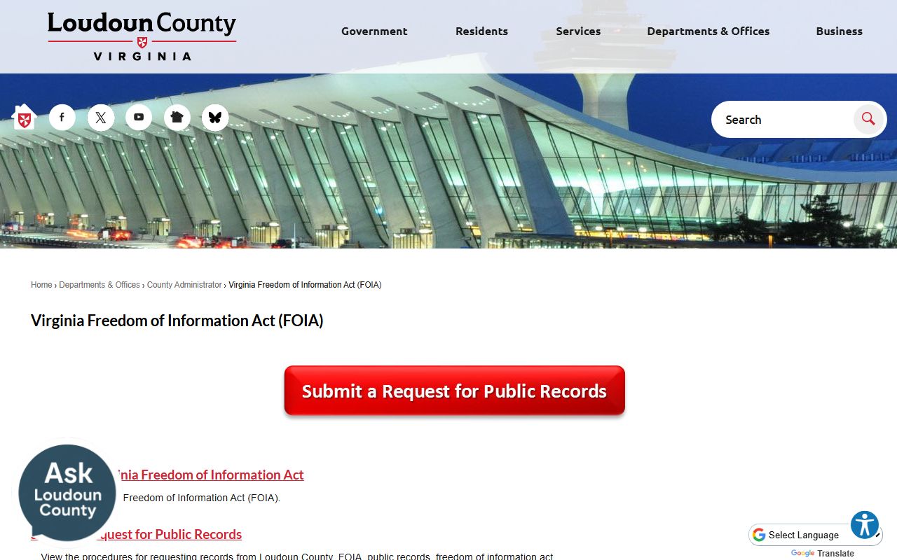 Loudoun County White Pages FOIA page