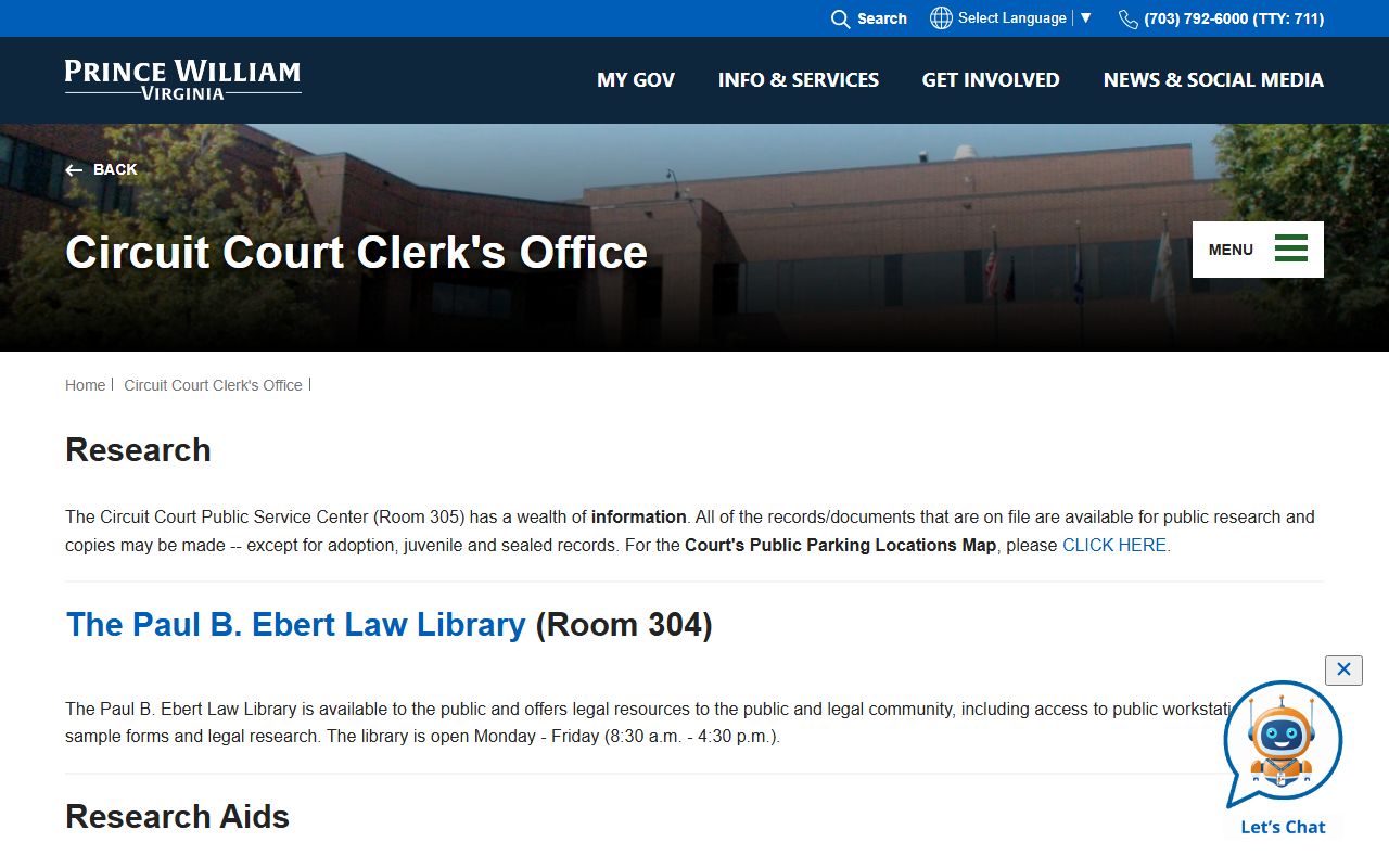 Prince William County White Pages research page