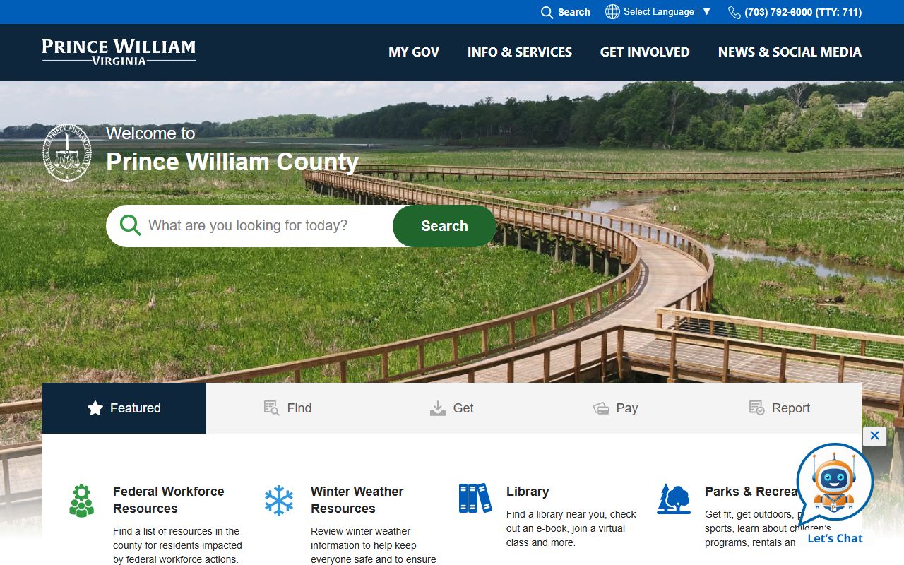 Prince William County White Pages government homepage