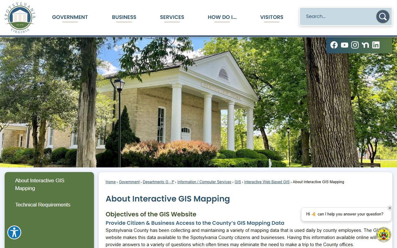 Spotsylvania County White Pages GIS mapping page