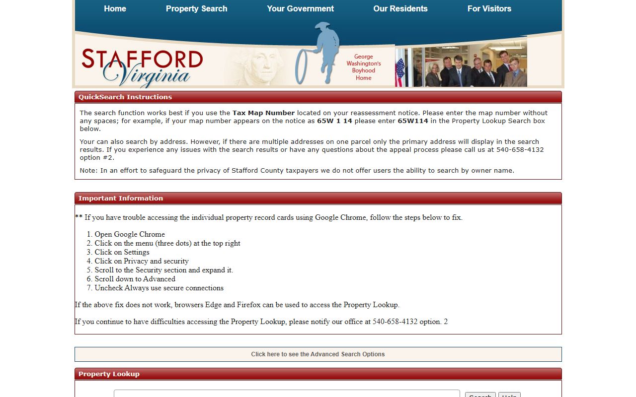 Stafford County White Pages property search portal