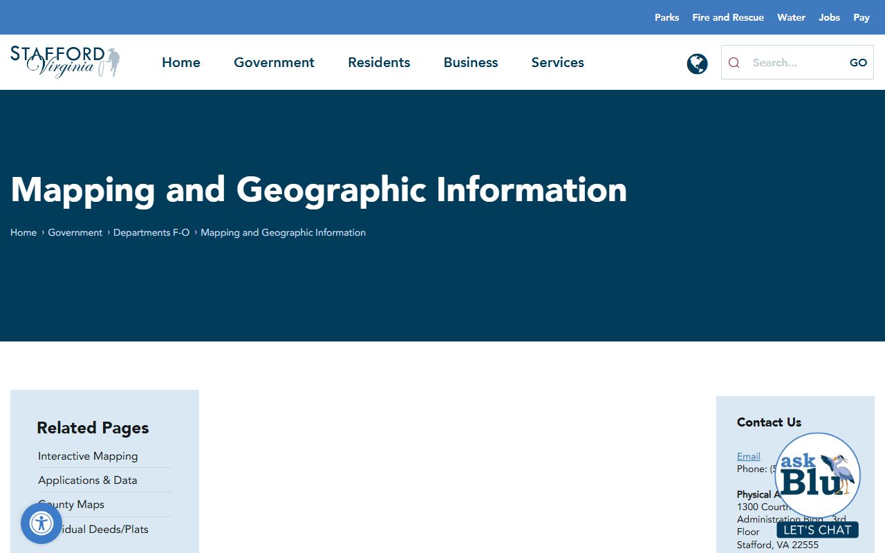 Stafford County White Pages GIS department page