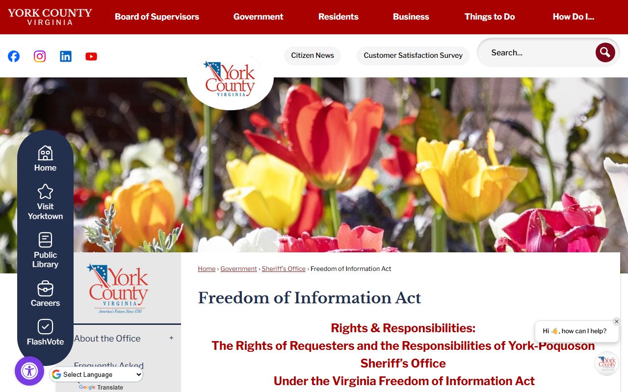 York County White Pages FOIA page